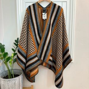 NWT Steve Madden Striped and Geometric Poncho, Shawl, Kimono